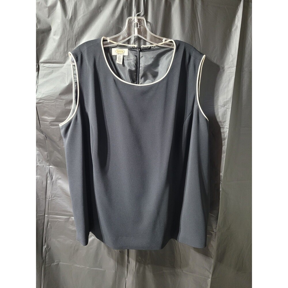 Talbots Sleevless Tops Black  W/white Trim Lined Zip Back Sz 22W